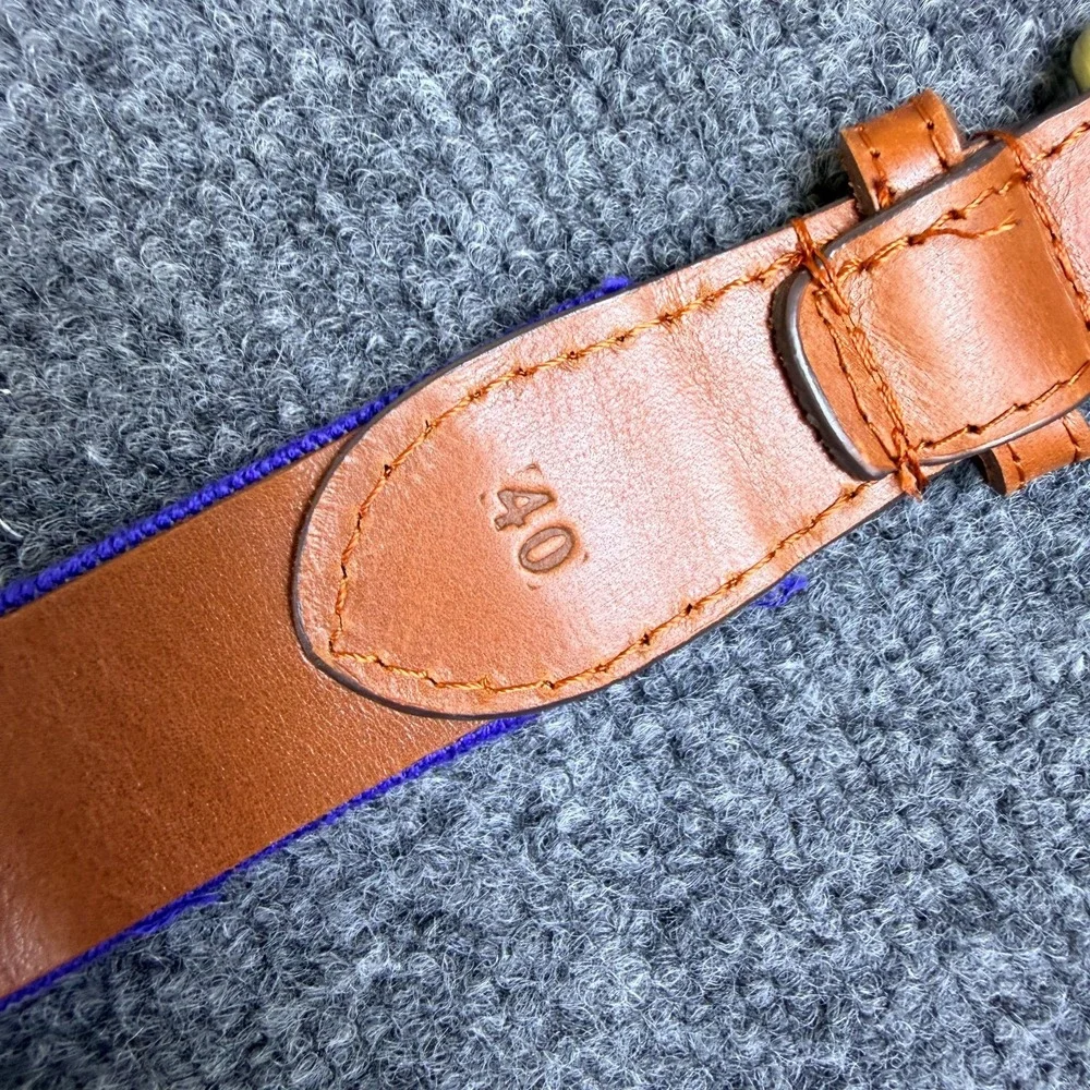 Smathers and Branson Boise State Football belt size 40 leather Brass Needlepoint